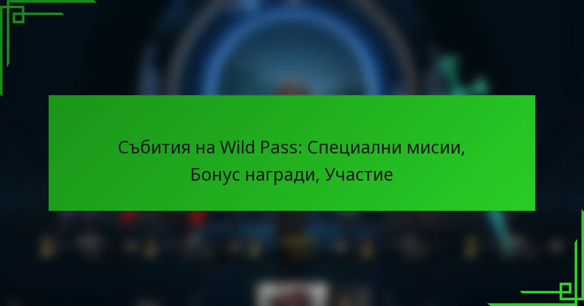 Събития на Wild Pass: Специални мисии, Бонус награди, Участие