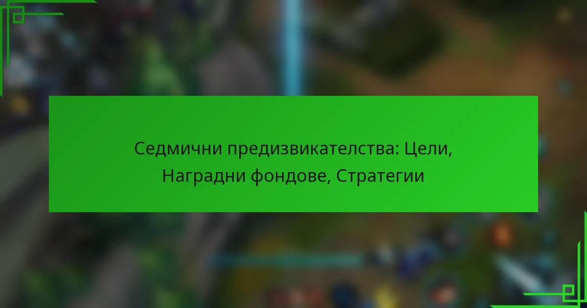 Седмични предизвикателства: Цели, Наградни фондове, Стратегии